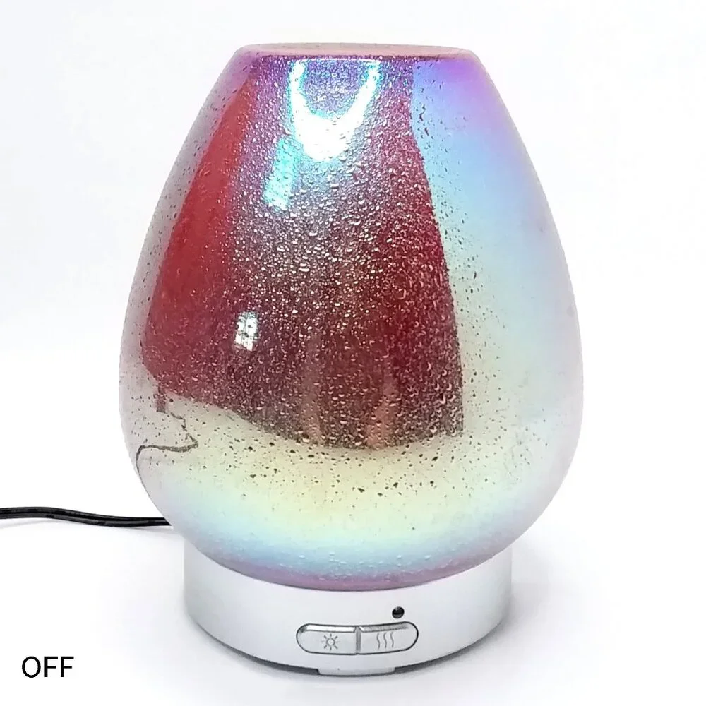Essential Oil Diffuser Glass Dome Iridescent Metallic Ultrasonic Light Mist NIB